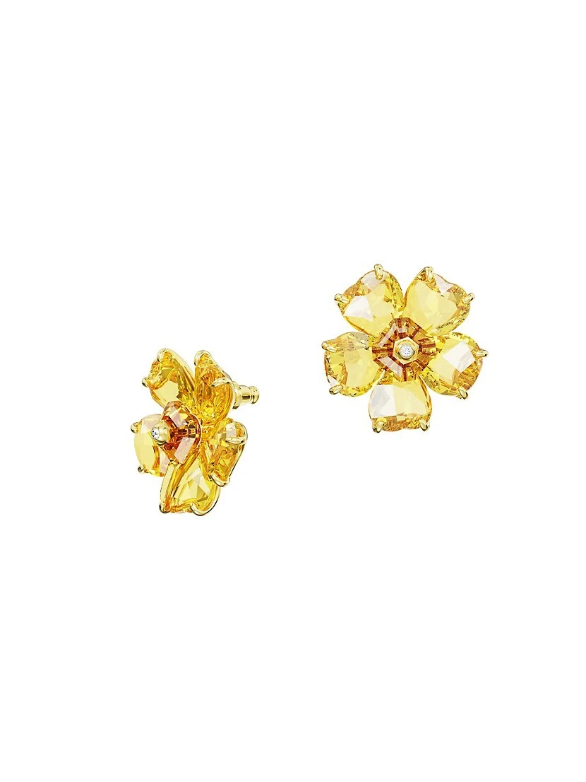 Swarovski Florere Goldtone & Crystal Flower Stud Earrings 5 Swarovski Florere Goldtone & Crystal Flower Stud Earrings - Image 3
