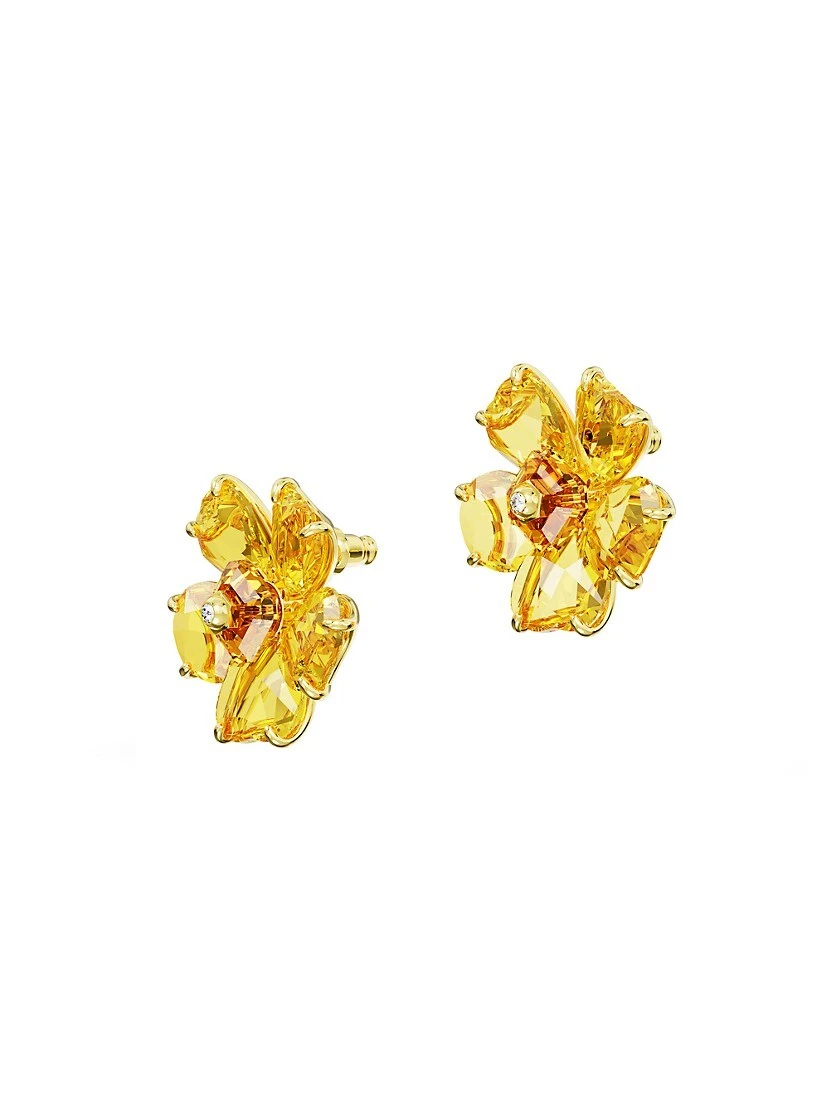 Swarovski Florere Goldtone & Crystal Flower Stud Earrings 6 Swarovski Florere Goldtone & Crystal Flower Stud Earrings - Image 4