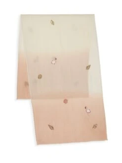Shells & Flamingos Ombré Wool Scarf -Fashion Jewelry & Accessories 0400018426223 IVORYPINK A1