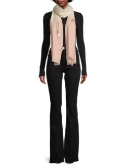 Shells & Flamingos Ombré Wool Scarf -Fashion Jewelry & Accessories 0400018426223 IVORYPINK ASTL