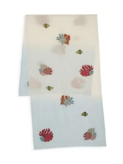Corals And Fish Cashmere Scarf -Fashion Jewelry & Accessories 0400018426225 IVORY A1