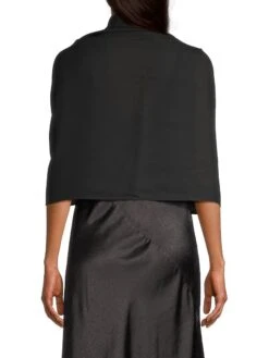 Georgette Silk Embellished Shawl -Fashion Jewelry & Accessories 0400018442483 BLACK A3