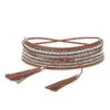 Obi Nappa Leather & Stripe Raffia Belt -Fashion Jewelry & Accessories 0400018459670 DUNEMULTI