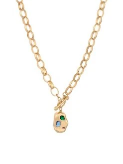 18K-Gold-Plated & Glass Crystal Nugget Pendant Necklace