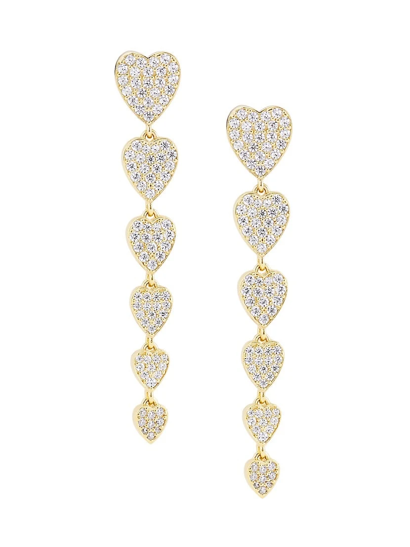 Real Love 18K-Gold-Plated & Cubic Zirconia Heart Drop Earrings 3 Real Love 18K-Gold-Plated & Cubic Zirconia Heart Drop Earrings