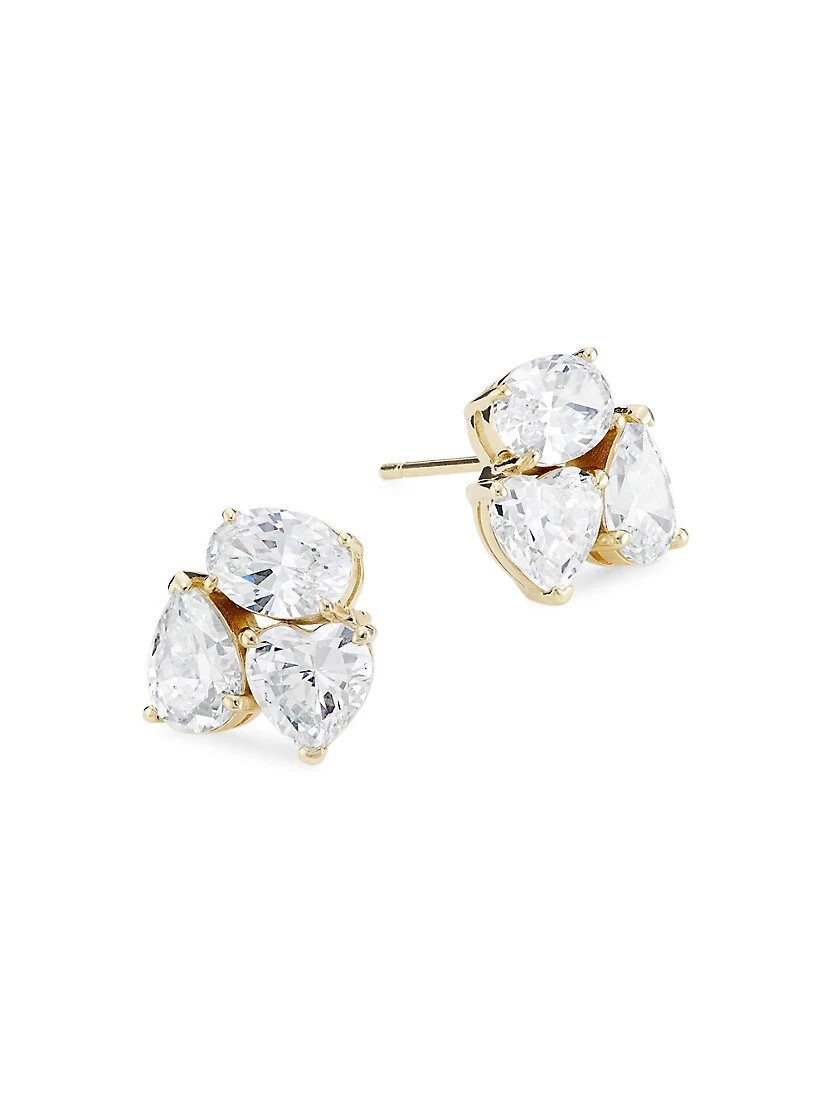 Real Love 18K-Gold-Plated & Cubic Zirconia Heart Cluster Stud Earrings 3 Real Love 18K-Gold-Plated & Cubic Zirconia Heart Cluster Stud Earrings