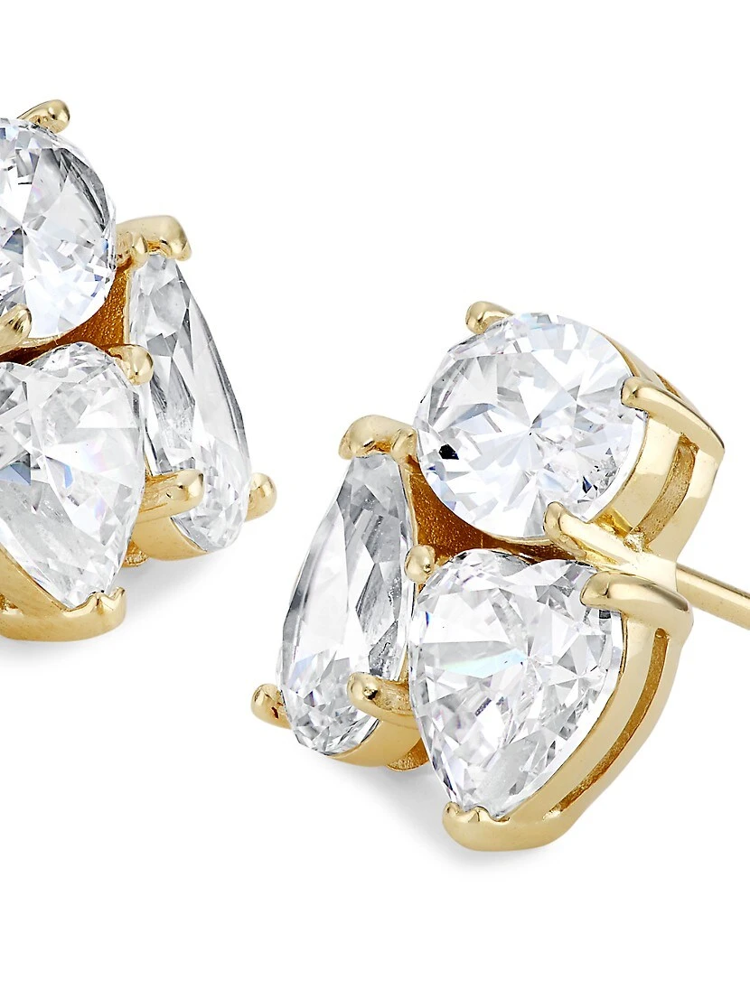 Real Love 18K-Gold-Plated & Cubic Zirconia Heart Cluster Stud Earrings 6 Real Love 18K-Gold-Plated & Cubic Zirconia Heart Cluster Stud Earrings - Image 4