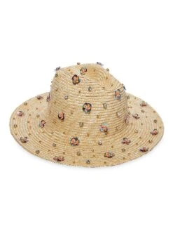 Zinnia Embellished Straw Sunhat