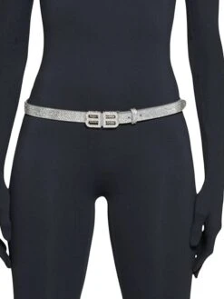 Balenciaga BB Hourglass Thin Belt With Rhinestones -Fashion Jewelry & Accessories 0400018511255 SMOKEDGREY A2