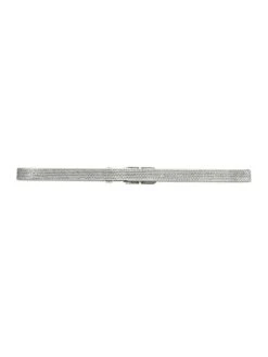 Balenciaga BB Hourglass Thin Belt With Rhinestones -Fashion Jewelry & Accessories 0400018511255 SMOKEDGREY A3