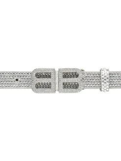 Balenciaga BB Hourglass Thin Belt With Rhinestones -Fashion Jewelry & Accessories 0400018511255 SMOKEDGREY A4