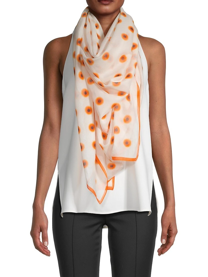 Alexander McQueen Pa Polka Iris Silk & Cotton Scarf 3 Alexander McQueen Pa Polka Iris Silk & Cotton Scarf