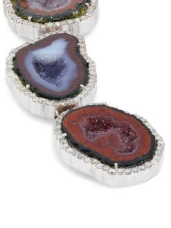 14K White Gold, Silver, Geode & 2.59 TCW Diamond Drop Earrings -Fashion Jewelry & Accessories 0400018554944 WHITEGOLD A3