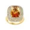 14K Yellow Gold, Citrine & 1.09 TCW Diamond Halo Ring -Fashion Jewelry & Accessories 0400018828718 GOLD