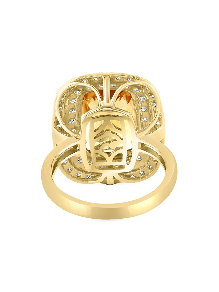 14K Yellow Gold, Citrine & 1.09 TCW Diamond Halo Ring 6 14K Yellow Gold, Citrine & 1.09 TCW Diamond Halo Ring - Image 4