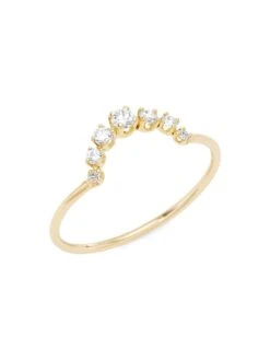 Prong Diamonds 14K Yellow Gold & 0.17 TCW Diamond Curved Ring