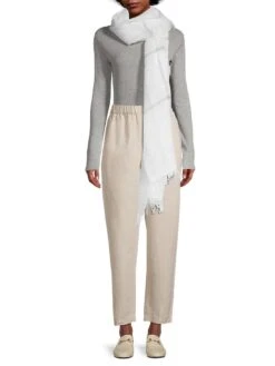 EILEEN FISHER Fringe-Trim Linen Scarf