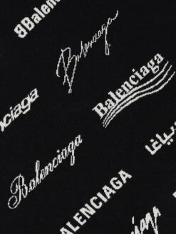 Balenciaga Logomania All Over Scarf -Fashion Jewelry & Accessories 0400018942284 BLACK A2