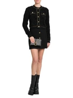 Versace La Vacanza Greca Houndstooth Tweed Wallet-On-Chain 9 Versace La Vacanza Greca Houndstooth Tweed Wallet-On-Chain -Fashion Jewelry & Accessories 0400018960206 BLACKWHITE A2