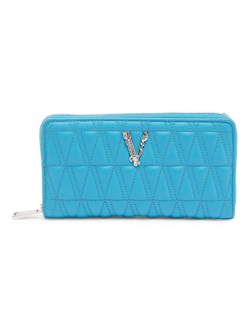 Versace La Vacanza Monogram Quilted Leather Zip-Around Wallet 3 Versace La Vacanza Monogram Quilted Leather Zip-Around Wallet