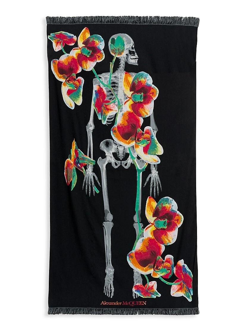 Alexander McQueen Orchid Skeleton Wool-Silk Scarf 4 Alexander McQueen Orchid Skeleton Wool-Silk Scarf - Image 2