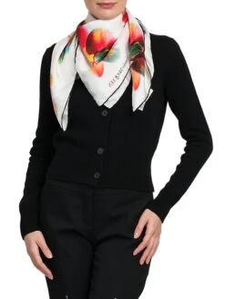 Alexander McQueen Orchid Silk Scarf