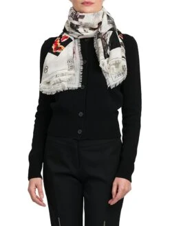 Alexander McQueen London Photo Map Wool Scarf