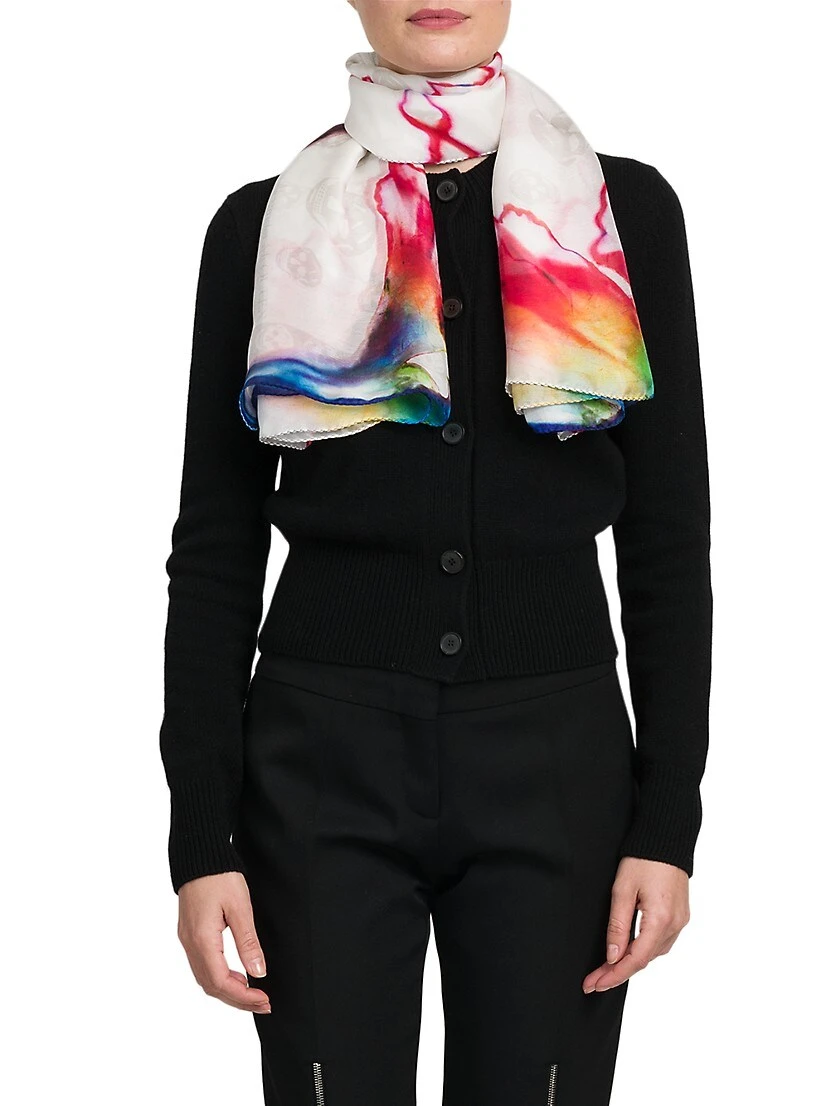 Alexander McQueen Sol Garnet Skull Silk Scarf 3 Alexander McQueen Sol Garnet Skull Silk Scarf