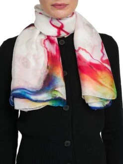 Alexander McQueen Sol Garnet Skull Silk Scarf 7 Alexander McQueen Sol Garnet Skull Silk Scarf -Fashion Jewelry & Accessories 0400018993079 IVORYRED A2