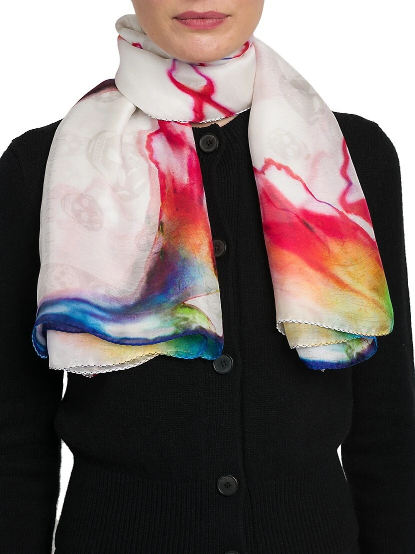 Alexander McQueen Sol Garnet Skull Silk Scarf 5 Alexander McQueen Sol Garnet Skull Silk Scarf - Image 3