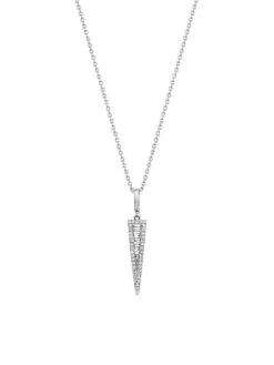 14K White Gold & 0.12 TCW Diamond Triangle Pendant Necklace