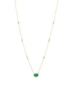 14K Yellow Gold, Emerald & 0.27 TCW Diamond Pendant Necklace
