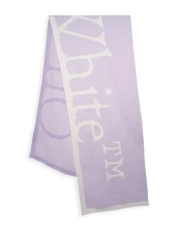 Off-White Pixel Jacquard Wool Logo Reversible Scarf -Fashion Jewelry & Accessories 0400019026401 LILAC A1