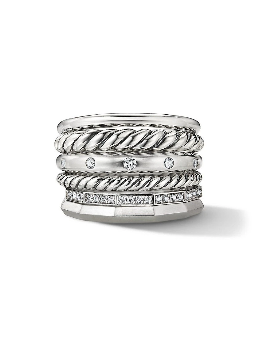 Stax Six Row Ring With Pavé Diamonds 4 Stax Six Row Ring With Pavé Diamonds - Image 2