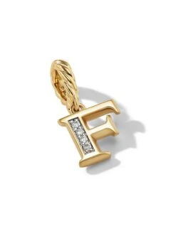 Pavé Initial Pendant In 18K Yellow Gold With Diamonds -Fashion Jewelry & Accessories 0400019031532 INITIALF A2