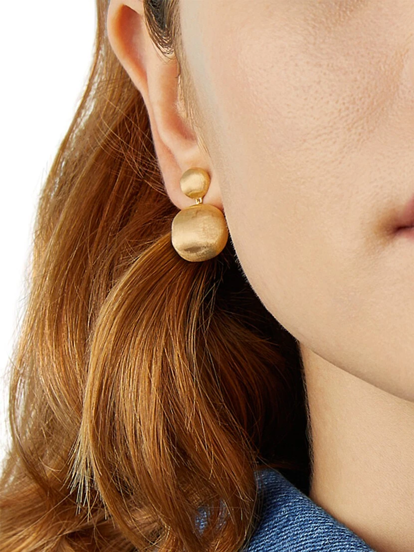 Africa 18K Yellow Gold Small Ball Drop Earrings 4 Africa 18K Yellow Gold Small Ball Drop Earrings - Image 2