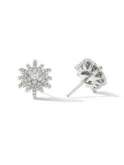 Starburst Stud Earrings In 18K White Gold With Full Pavé Diamonds -Fashion Jewelry & Accessories 0400019098012 WHITEGOLD A1