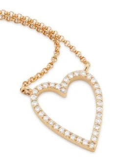 14K Yellow Gold & 0.16 TCW Diamond Open Heart Pendant Necklace -Fashion Jewelry & Accessories 0400019131297 YELLOWGOLD A3