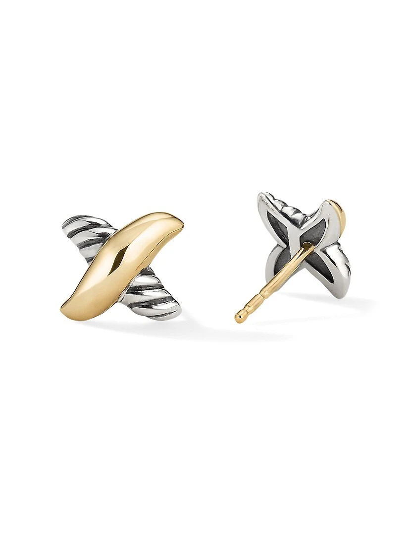 Petite X Stud Earrings With 18K Yellow Gold 4 Petite X Stud Earrings With 18K Yellow Gold - Image 2