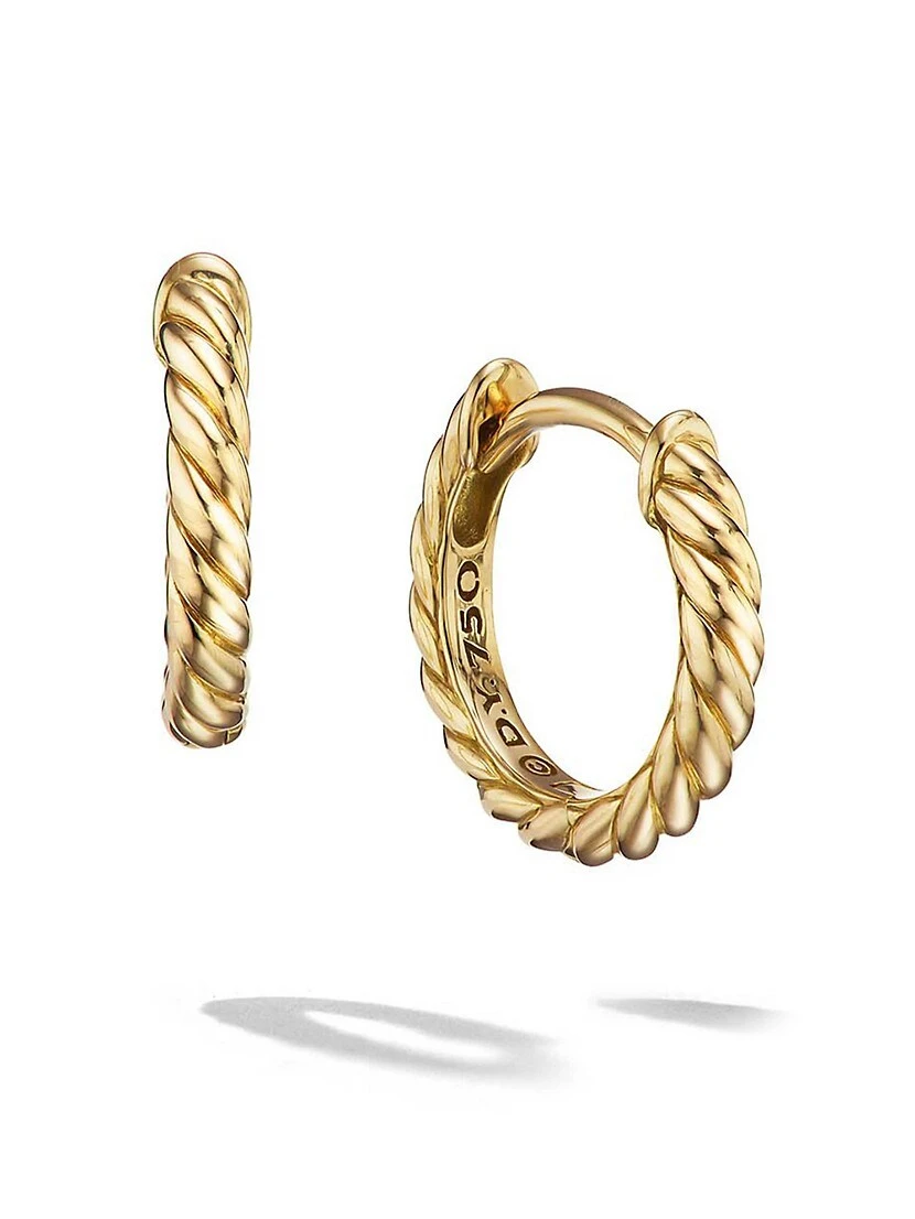 Sculpted Cable Huggie Hoop Earrings In 18K Yellow Gold 3 Sculpted Cable Huggie Hoop Earrings In 18K Yellow Gold