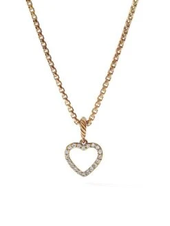 Heart Amulet In 18K Yellow Gold With Pav&eacute Diamonds