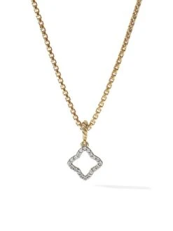 Quatrefoil Amulet In 18K Yellow Gold With Pav&eacute Diamonds