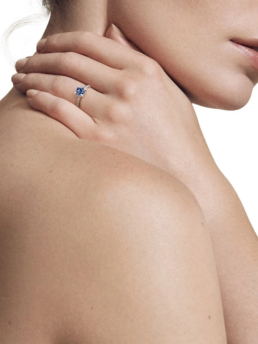 Châtelaine Ring With Tanzanite & Diamonds In 18K White Gold, 7MM 6 Châtelaine Ring With Tanzanite & Diamonds In 18K White Gold, 7MM - Image 4