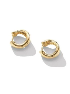 Pav&eacute Crossover Hoop Earrings In 18K Yellow Gold With Diamonds -Fashion Jewelry & Accessories 0400019200747 NOCOLOR A1