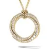 Pav&eacute Crossover Pendant Necklace In 18K Yellow Gold With Diamonds -Fashion Jewelry & Accessories 0400019200763 NOCOLOR