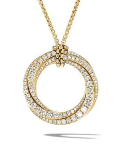 Pav&eacute Crossover Pendant Necklace In 18K Yellow Gold With Diamonds