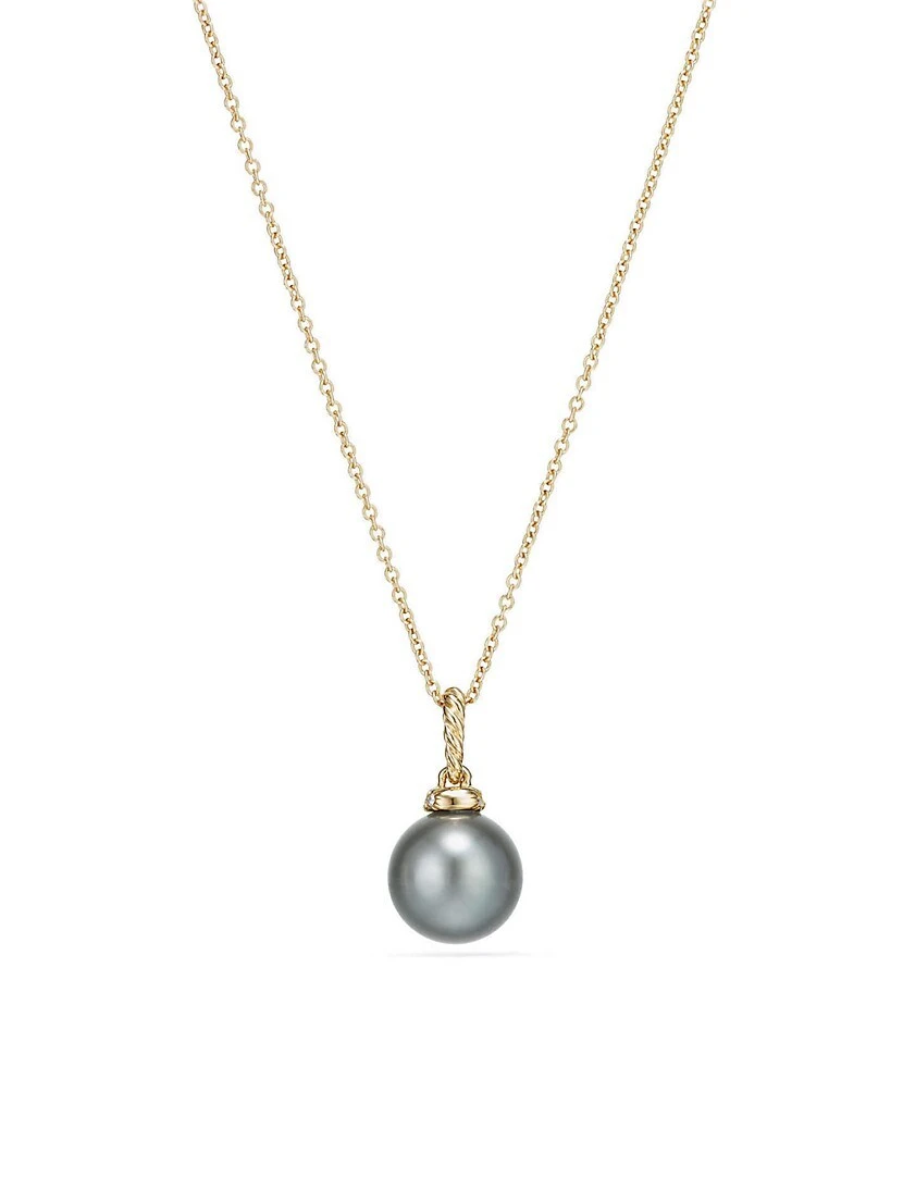 Solari Pendant Necklace With Tahitian Grey Pearl & Diamonds In 18K Yellow Gold 4 Solari Pendant Necklace With Tahitian Grey Pearl & Diamonds In 18K Yellow Gold - Image 2