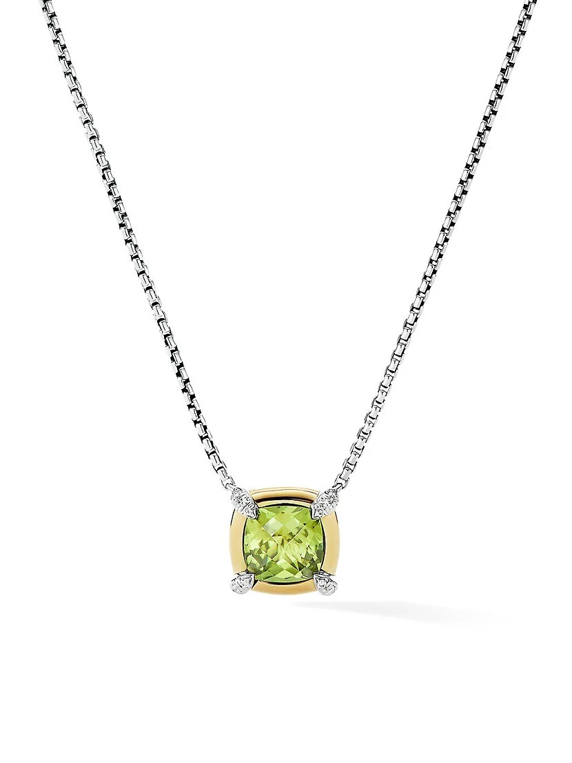 Petite Châtelaine Pendant Necklace With 18K Gold Bezel & Pavé Diamonds 3 Petite Châtelaine Pendant Necklace With 18K Gold Bezel & Pavé Diamonds