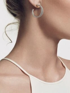 Crossover Hoop Earrings With Pavé Diamonds 7 Crossover Hoop Earrings With Pavé Diamonds -Fashion Jewelry & Accessories 0400019325185 STERLINGSILVER A4