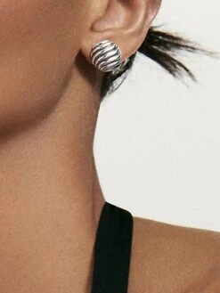 Sculpted Cable Stud Earrings -Fashion Jewelry & Accessories 0400019327216 STERLINGSILVER A4